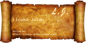 Licska Jolán névjegykártya
